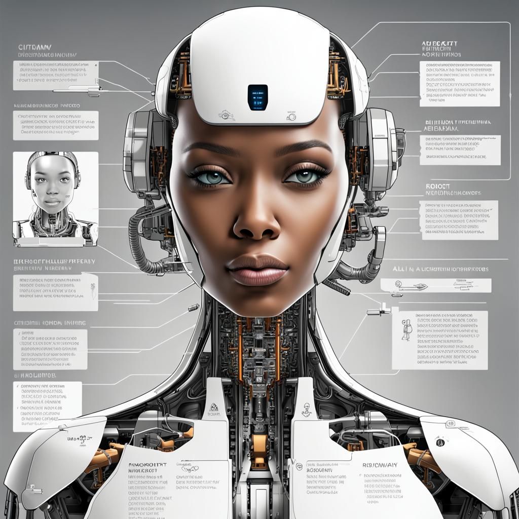 Cutaway Diagram: Black AI Robot Interior Components