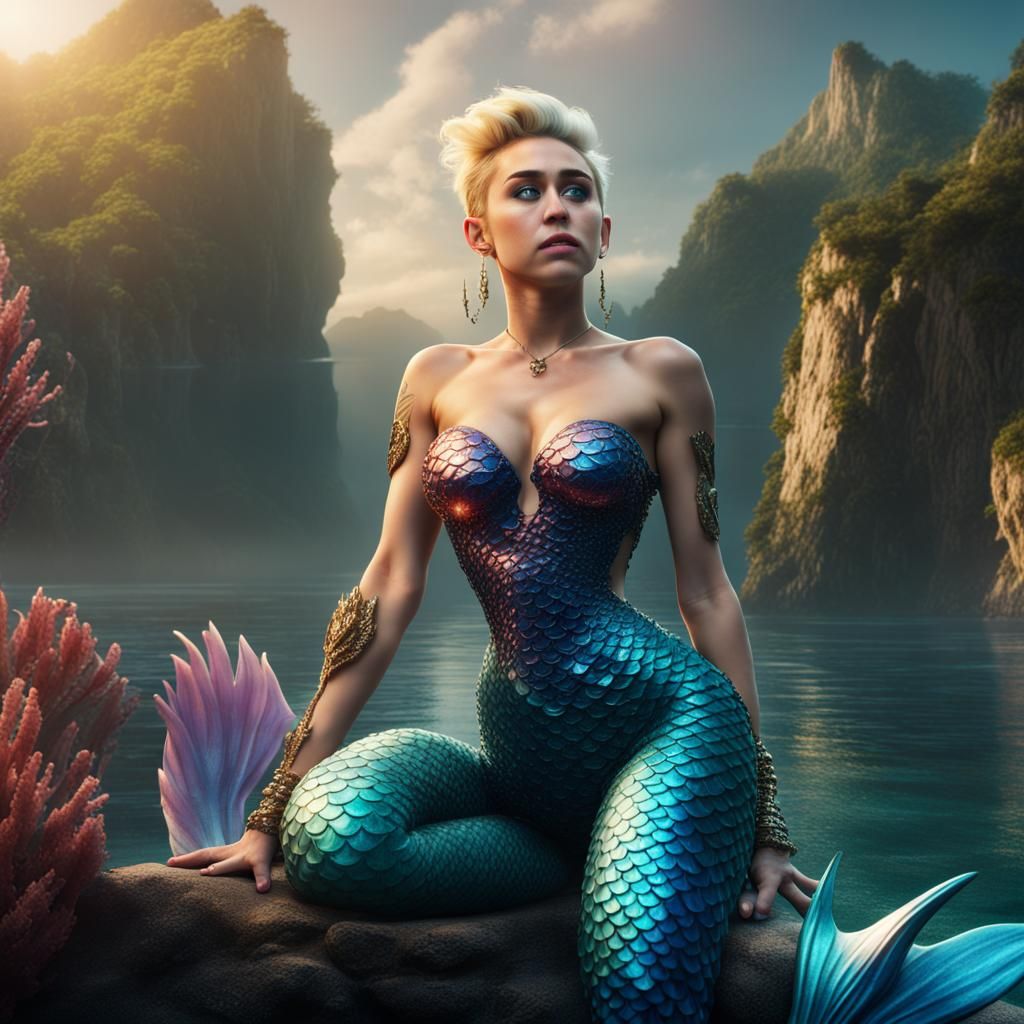 Miley Cyrus as a Mermaid in Detailed Digital Art