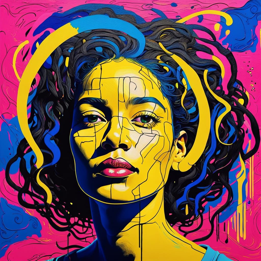 Dreamlike Psychedelic Woman in Vibrant Colors