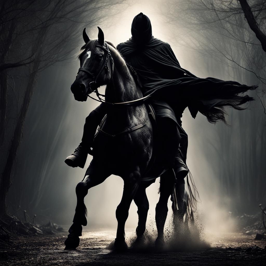 Eerie Headless Horseman Concept Art in Dark Fantasy Style