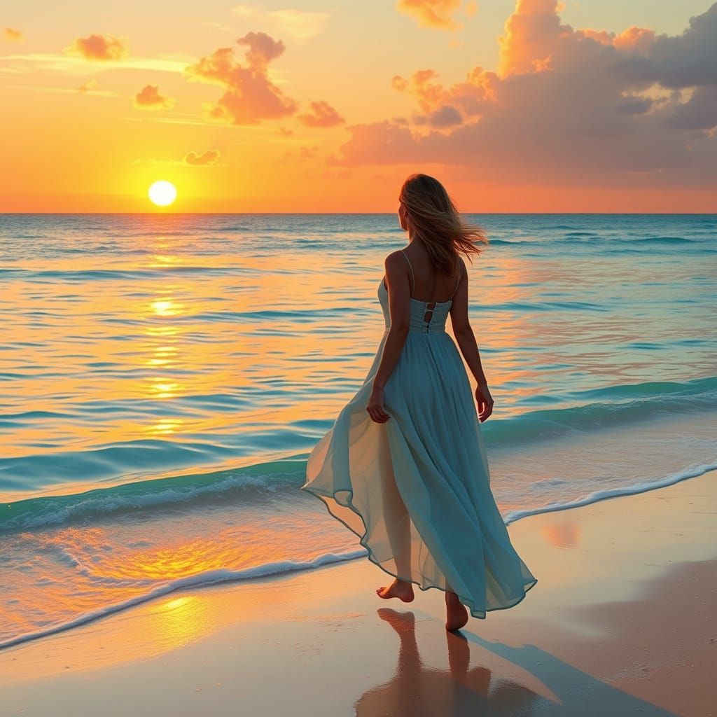 Golden Sunset Stroll Inspired by Impressionism