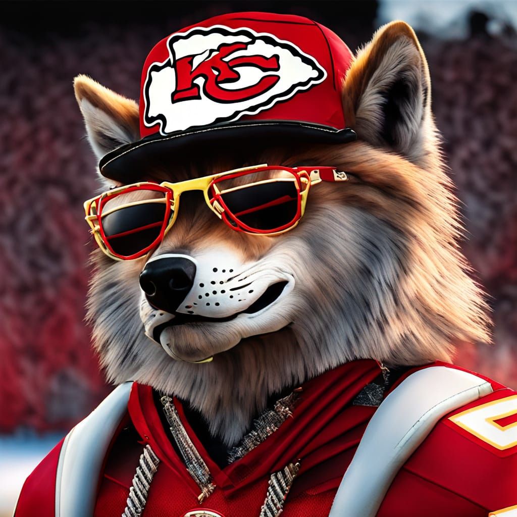 Kansas City Chiefs Mascot in Designer Clothing