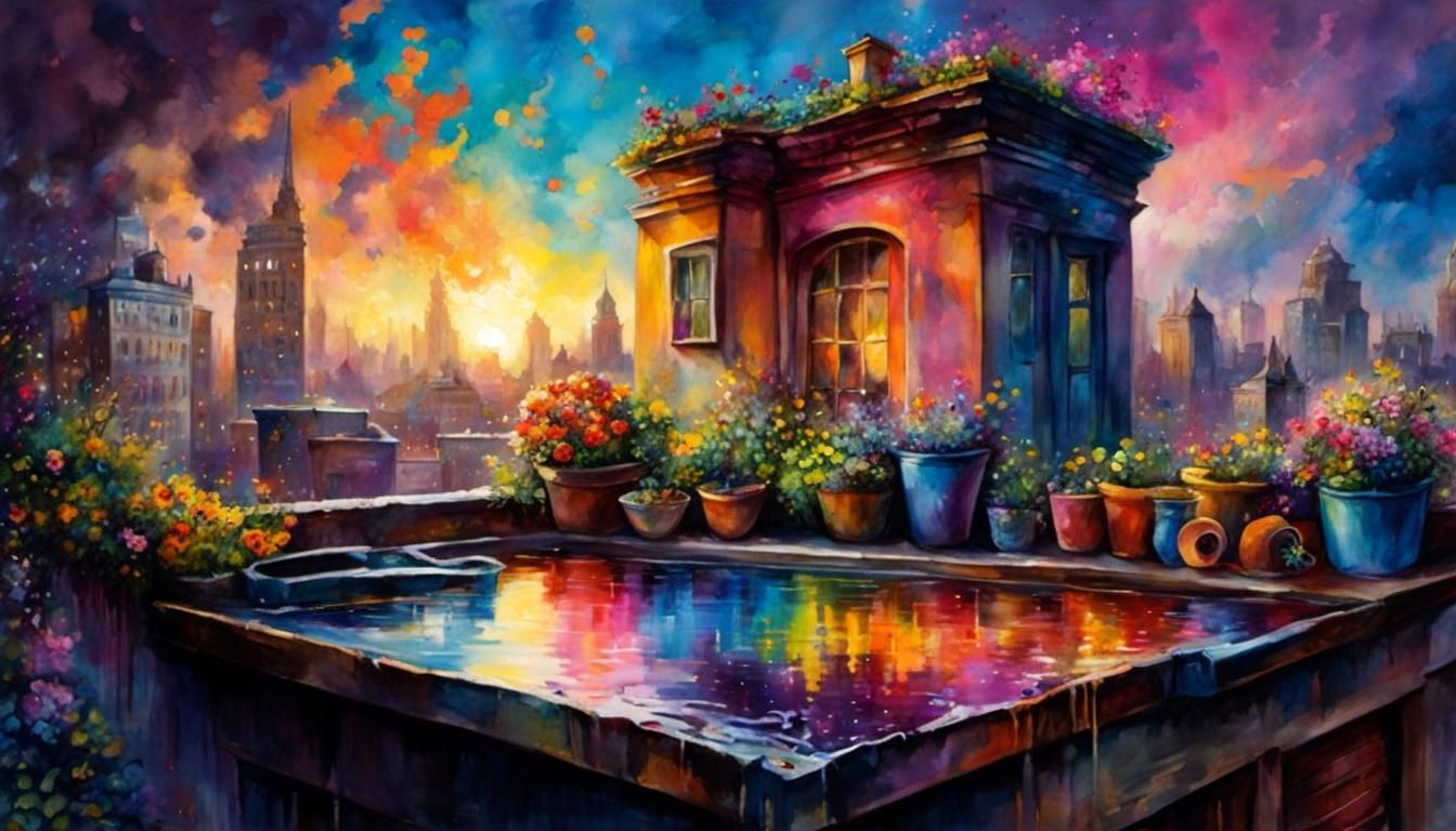 Pastel-Hued Rooftop Oasis