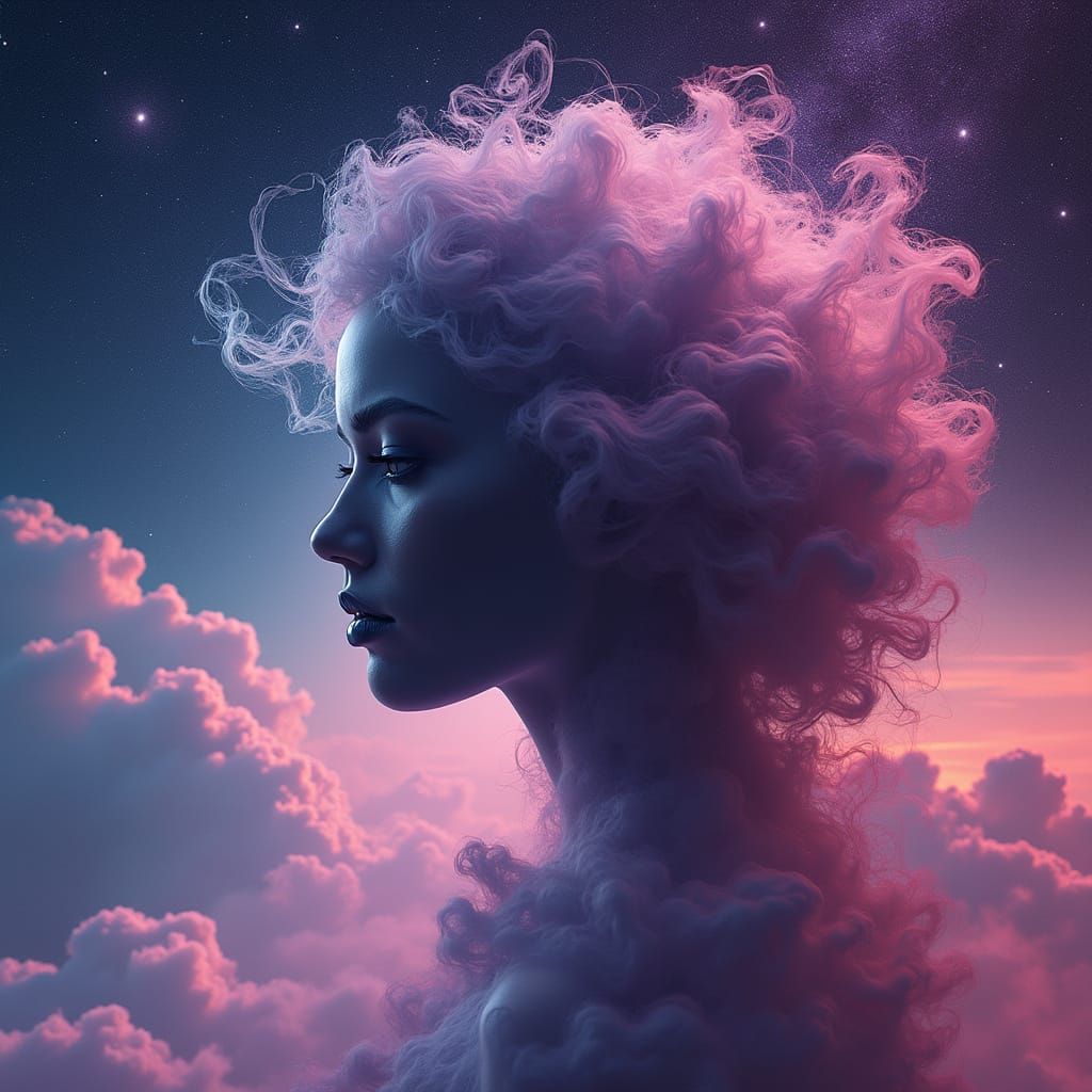 Cosmic Entity in Rot-Grau Hues