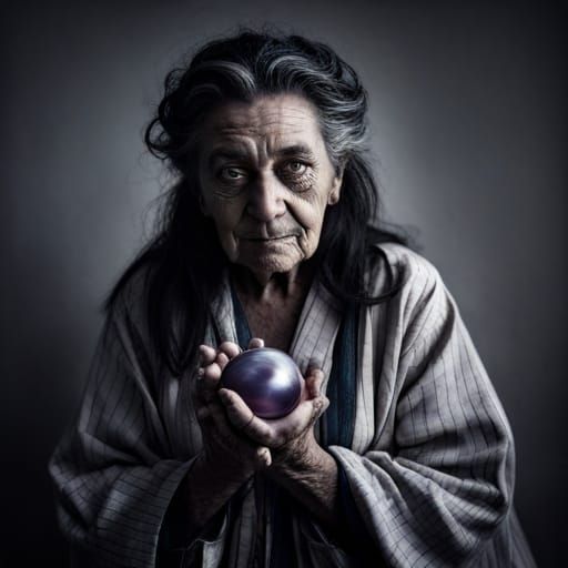 Fantasy Dwarf Lady Portrait with Misty Orb