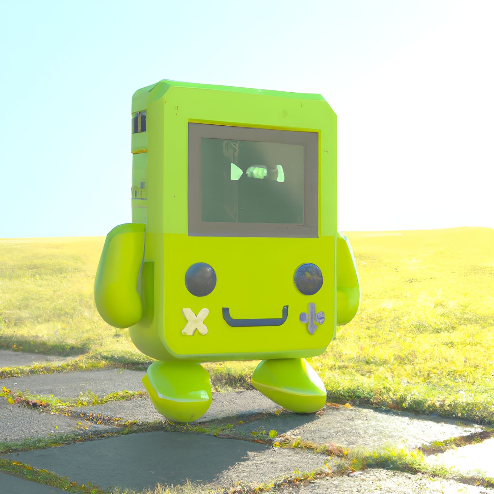 Hyperrealistic Anthropomorphic Gameboy Character in 4K