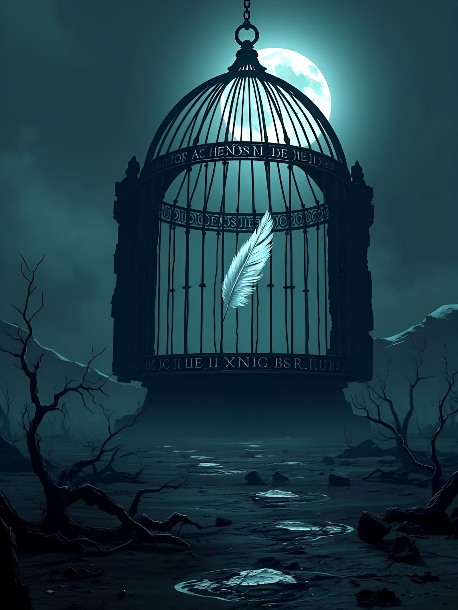 An Angel’s feather trapped in Purgatory’s cage . . .