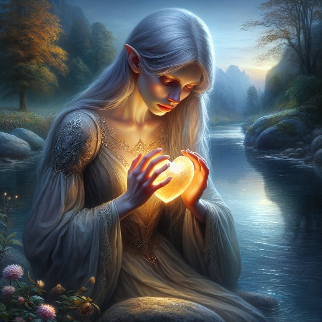 Ethereal Elf with Luminous Heart by River
