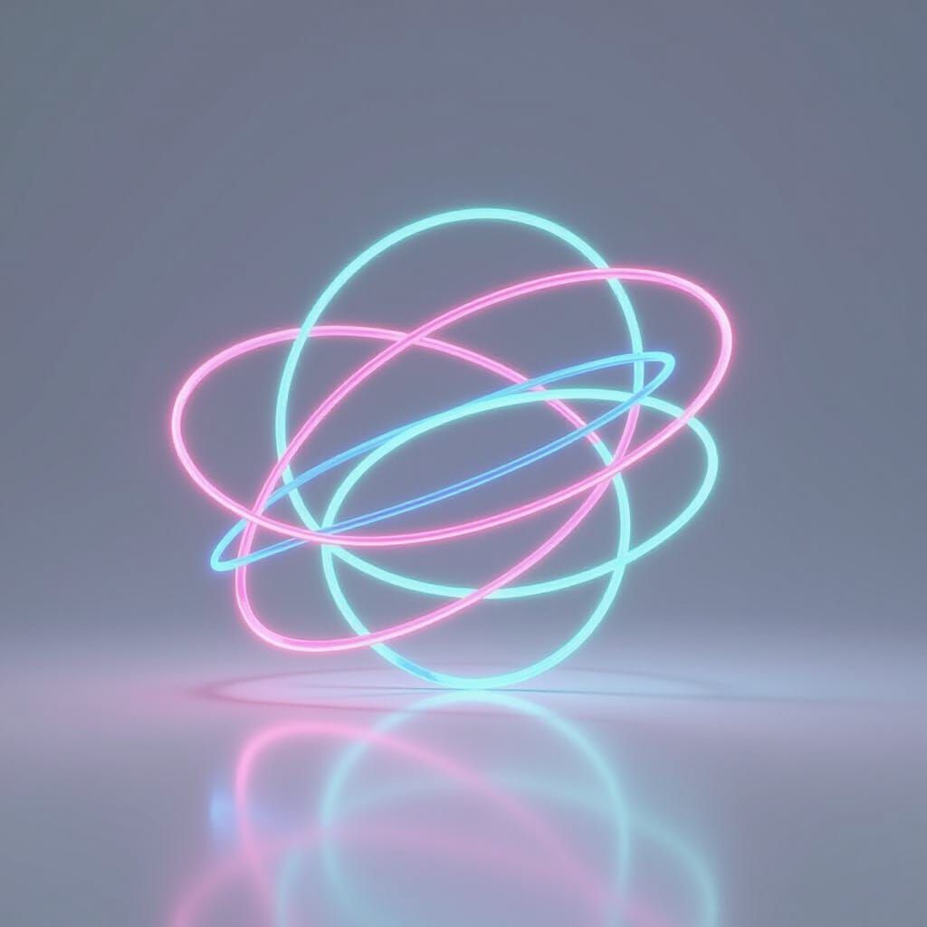 Neon Wire Sculpture in Minimalist Futuristic Style