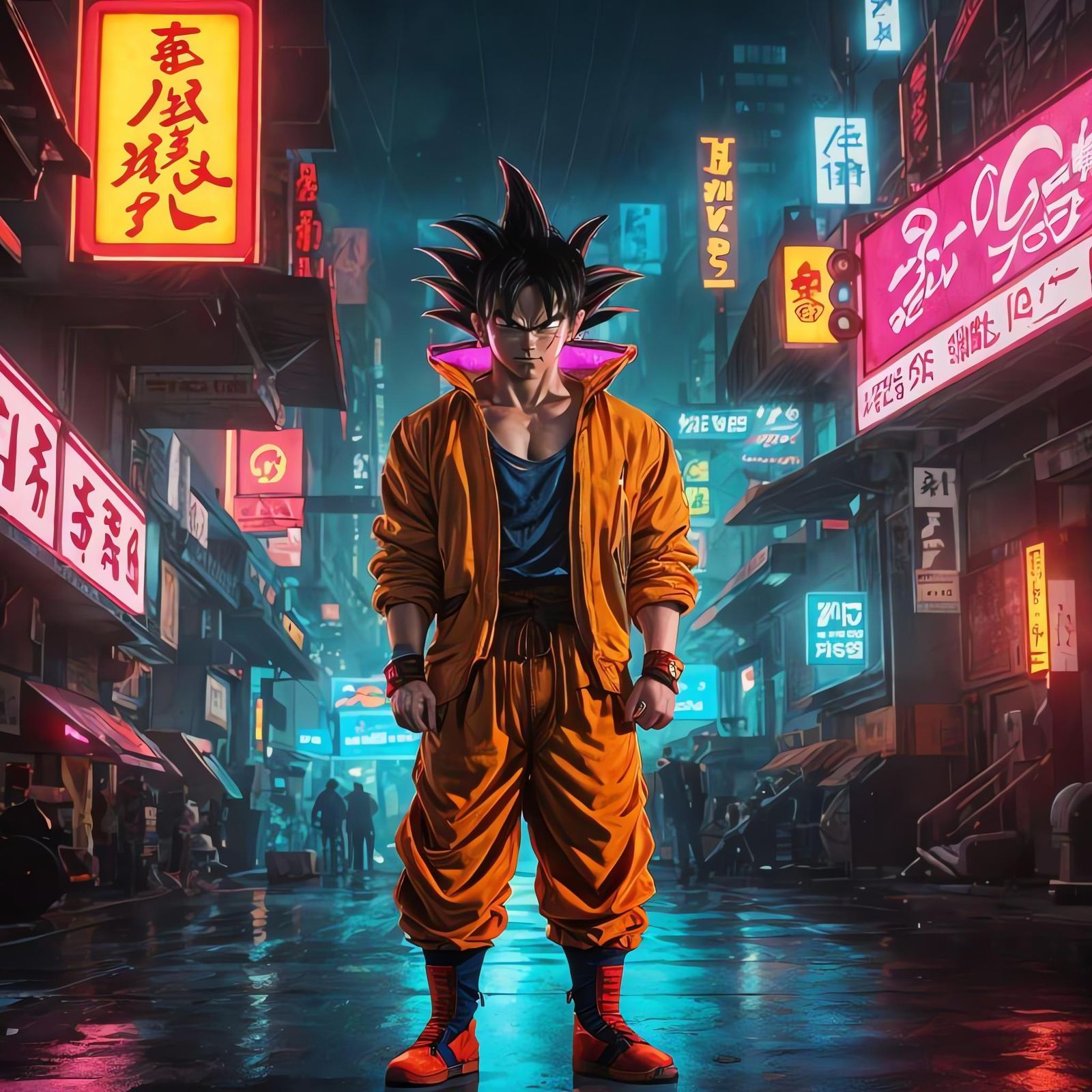 Son Goku Unleashes Kamehameha in Cyberpunk 2099