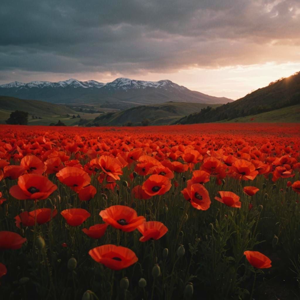 Remembrance Day Poppy in Cinematic Style