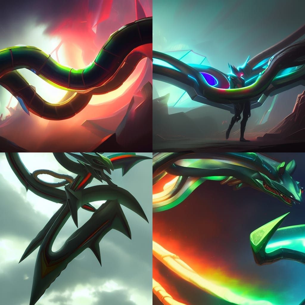 Dark Rayquaza Rainbow: Fantasy Art in Unreal Engine