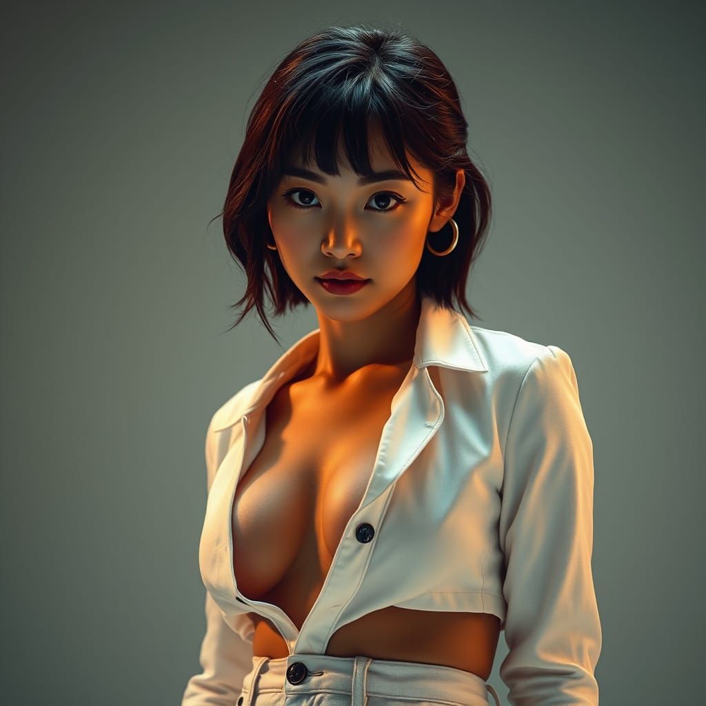 Assertive Japanese Woman in Vivid Portrait Style