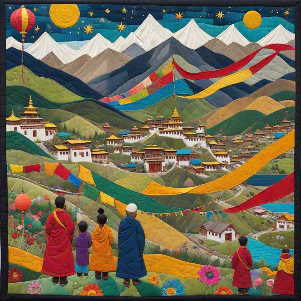Vibrant Tibetan Village Festival Under Starry Night Skies
