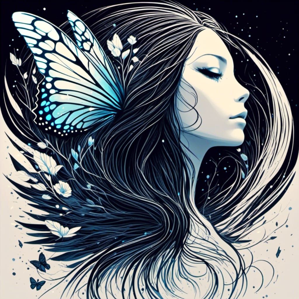 Fae with Butterfly Wings and Neon Glow