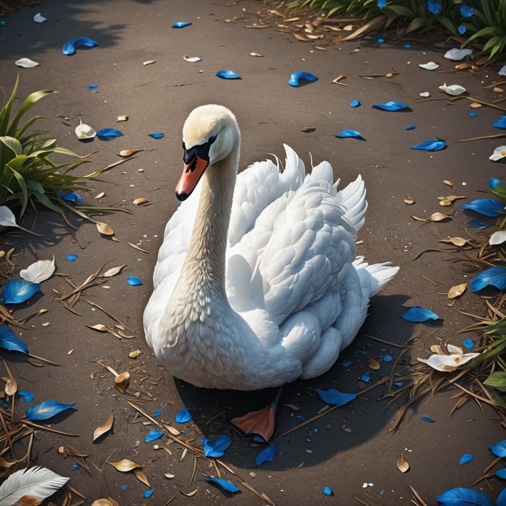 Adorable Swan with Expressive Eyes in Hyperrealism