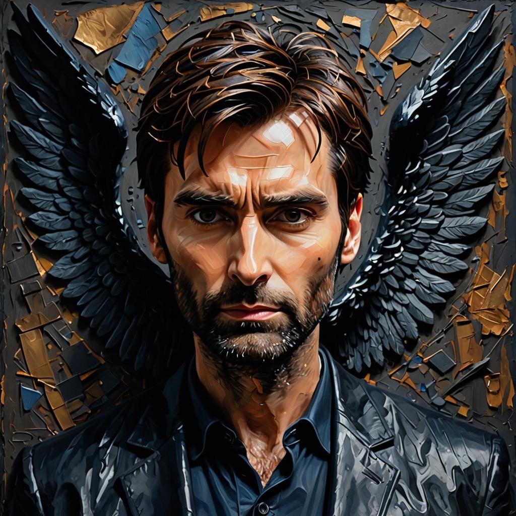 Dark Angel Impasto Painting with Light and Shadow