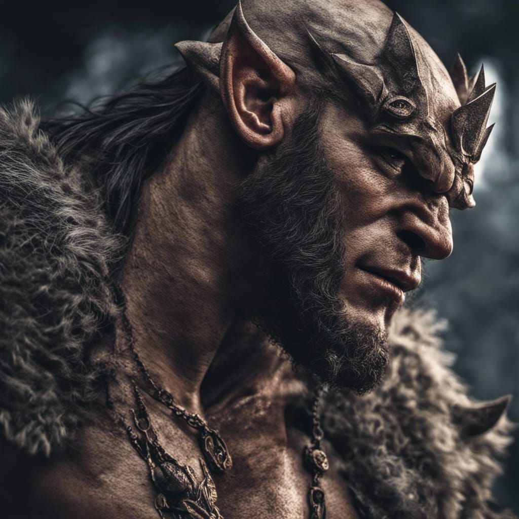 Grimdark Beast-Man Barbarian Portrait in HDR