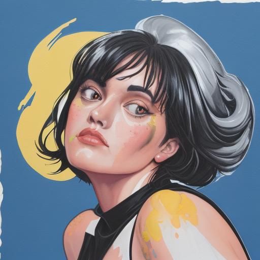 Detailed Gouache Painting of a Pointless Woman