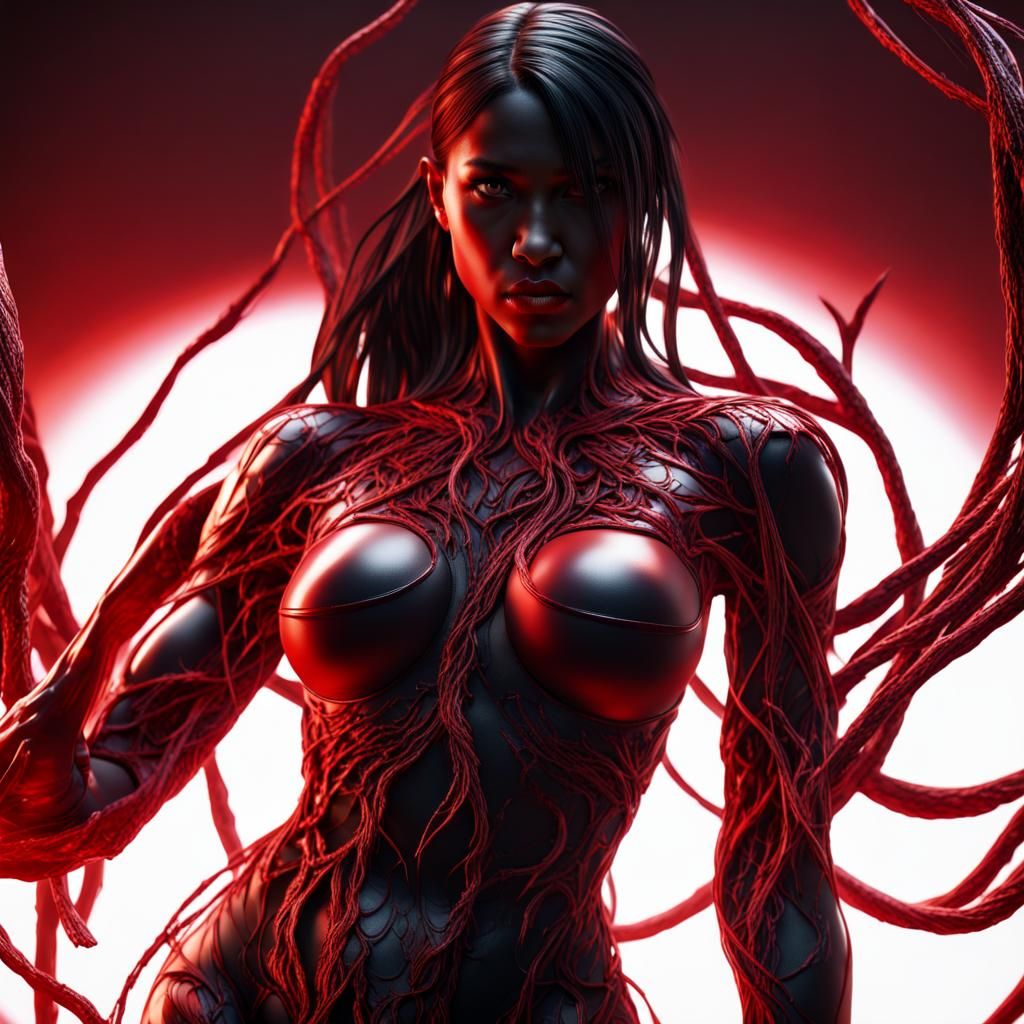 Fantasy Portrait of Anger in Red and Black