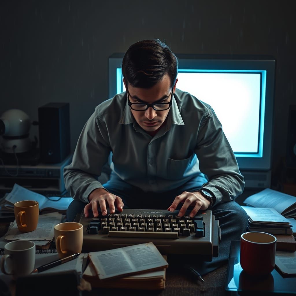 Writer's Creative Block in Atmospheric Digital Art