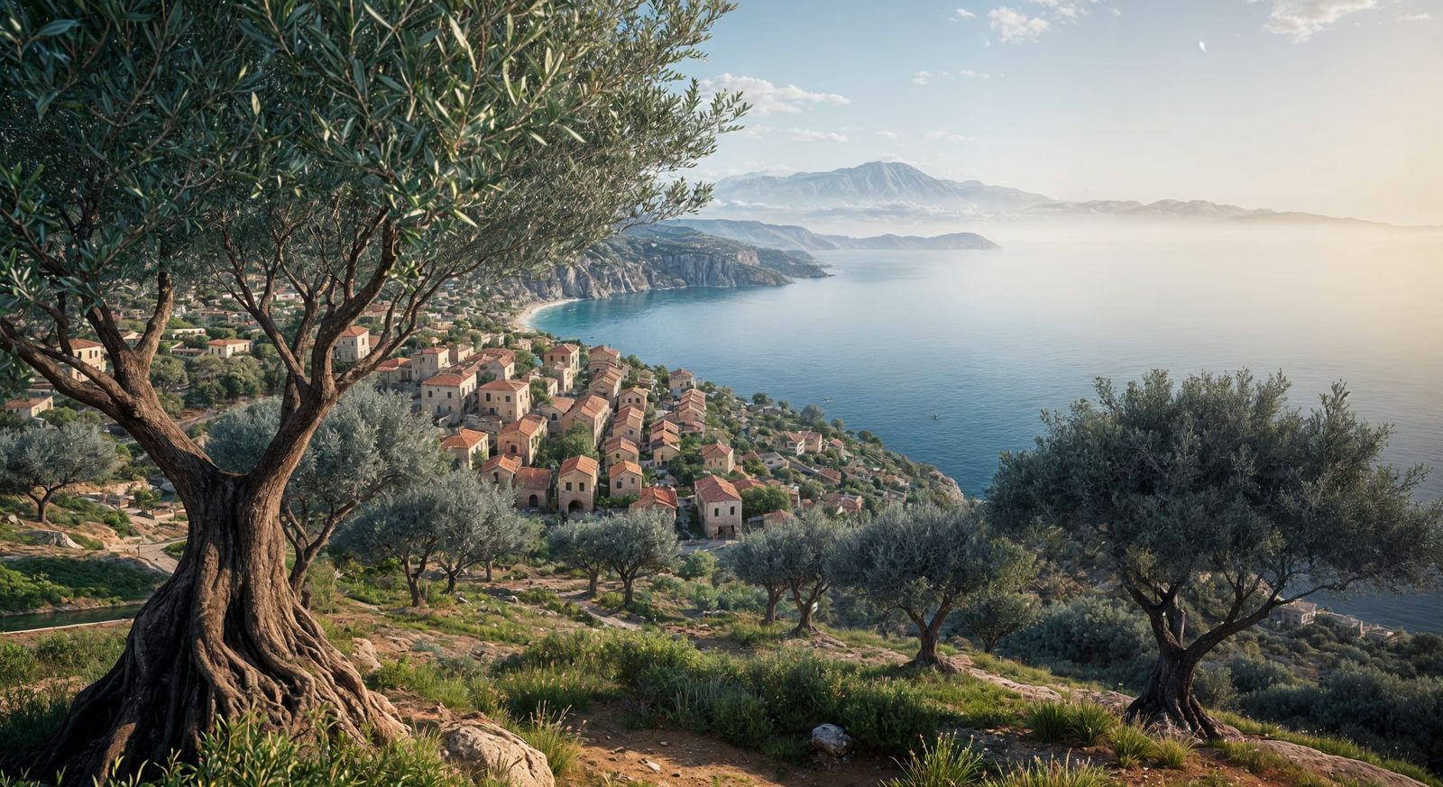 Mediterranean Coast View in a 3D Style