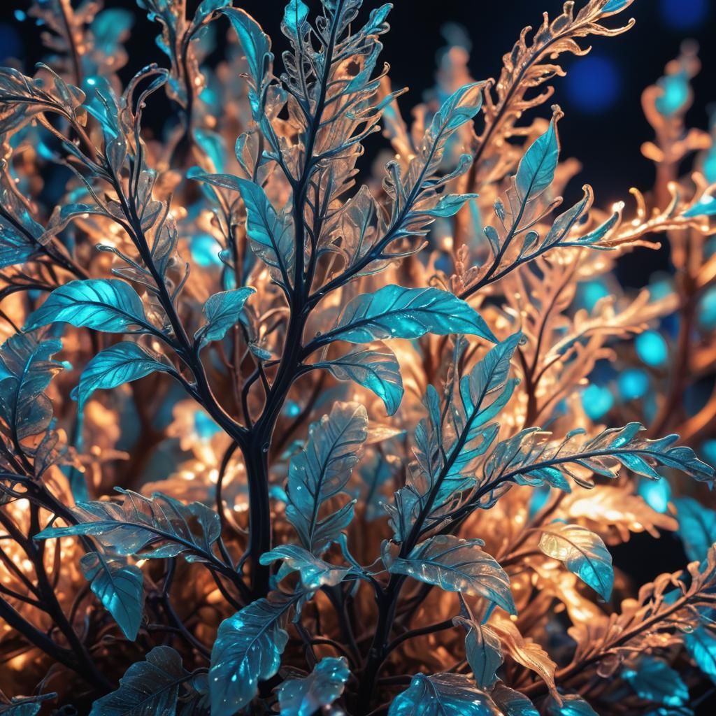 Bioluminescent Futuristic Plant in Neon Colors