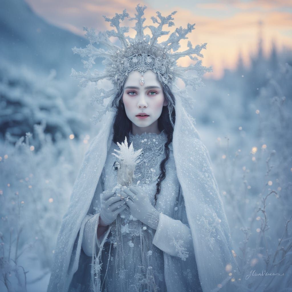 Surreal Hoarfrost Crown by Yuki-onna in Arctic Gloaming