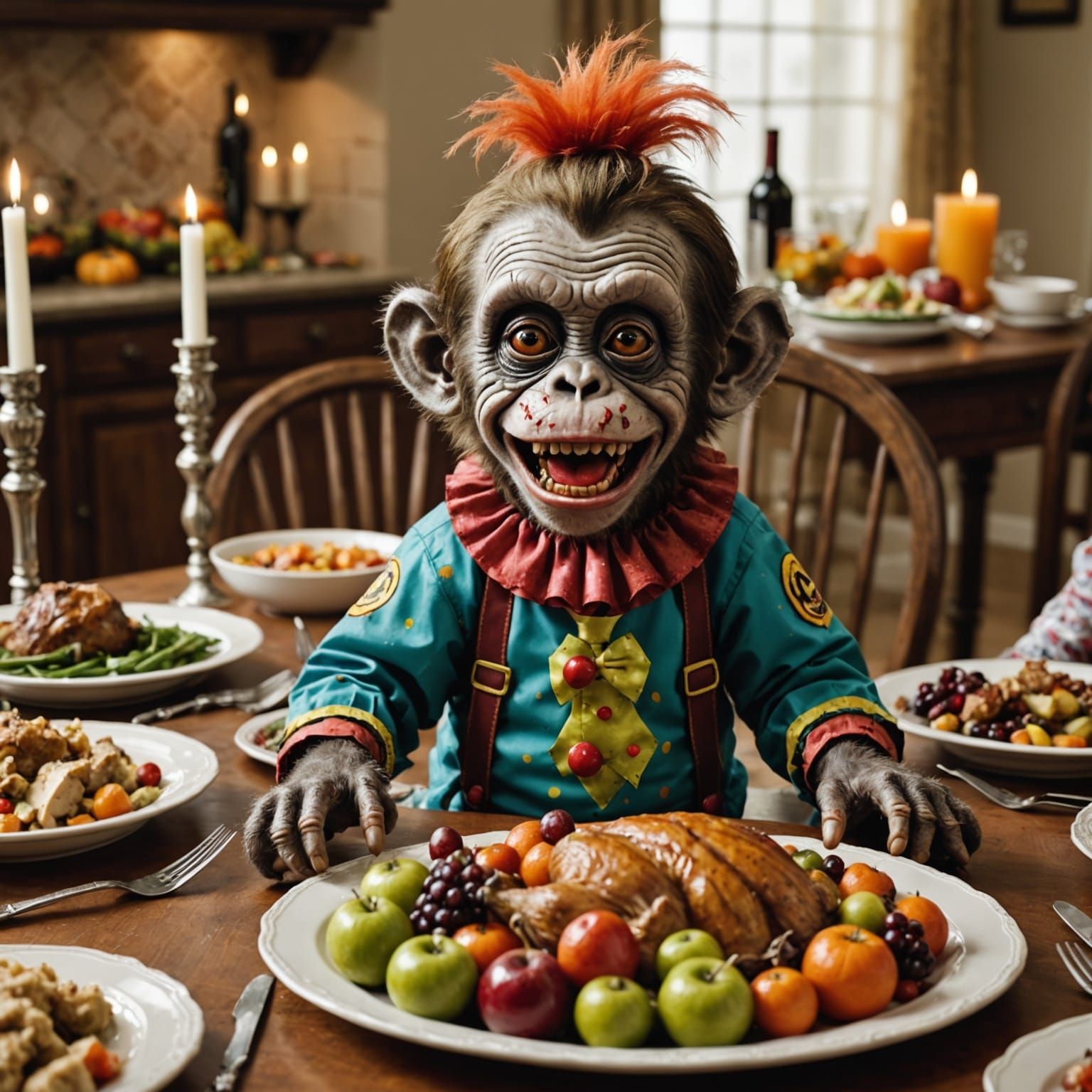 Zombie Monkey Clown Thanksgiving Dinner