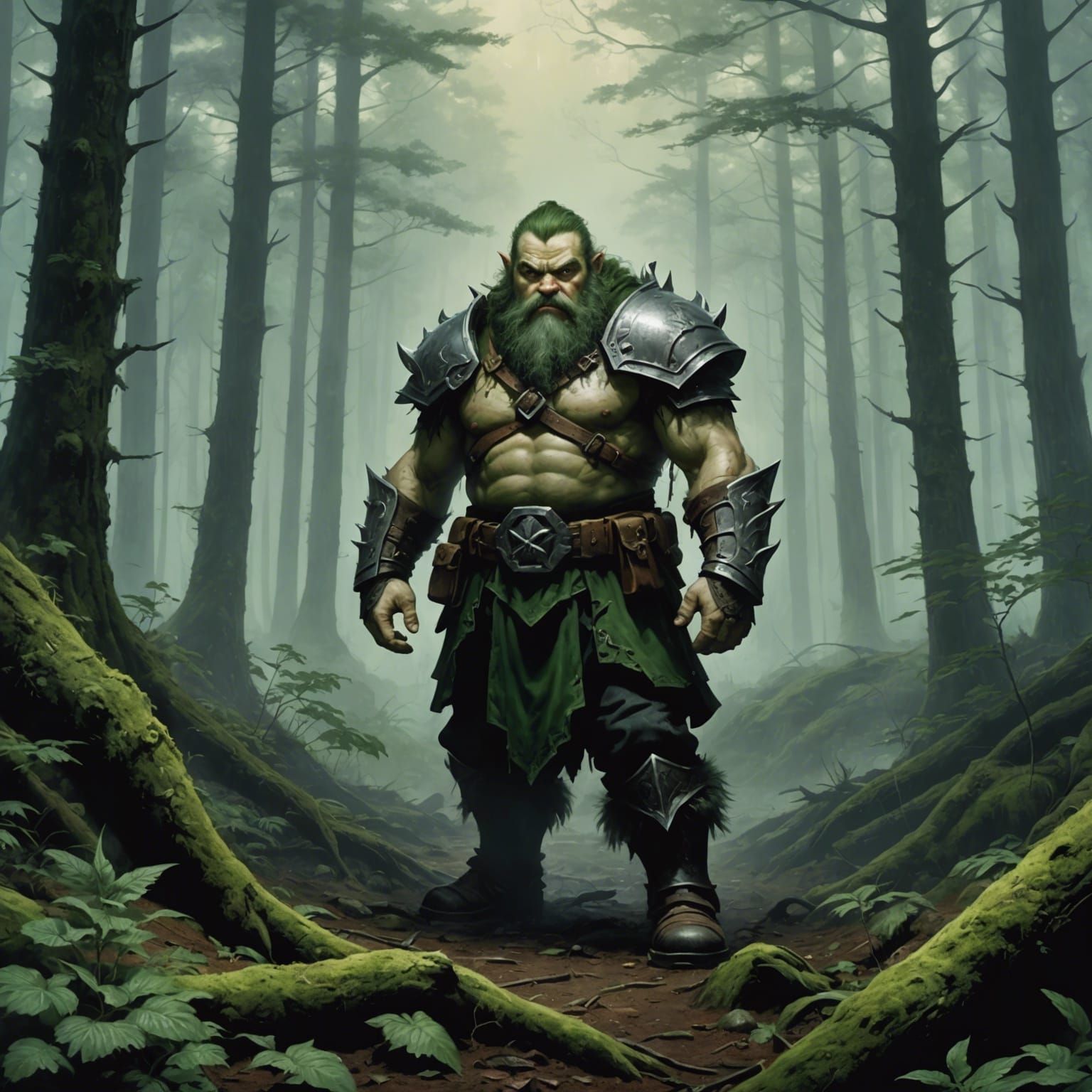 Dwarf in Infested Forest: Grim Fantasy CGI Rendering
