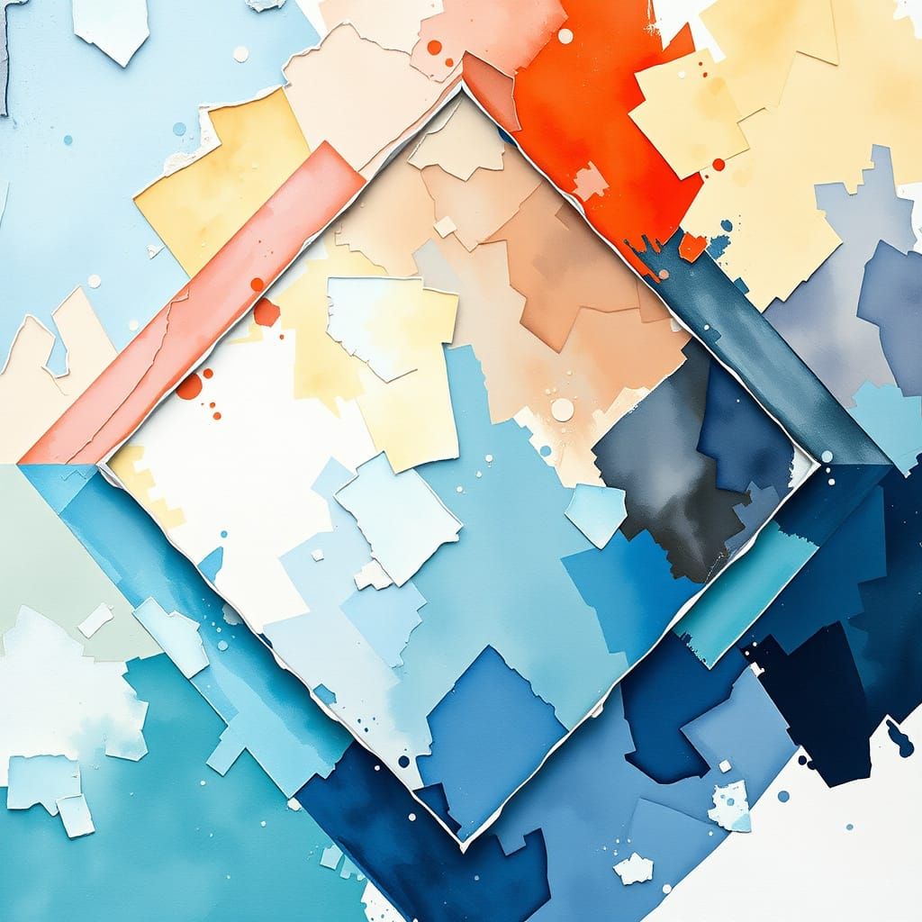 Vibrant Gouache Masterpiece of Intricate Diamond Geometry