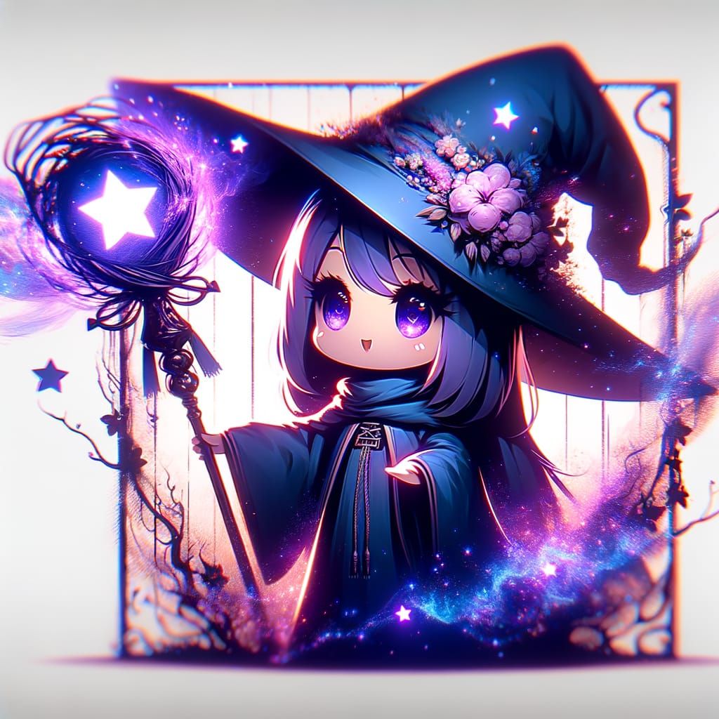 Anime-Inspired Evil Witch Casting a Sinister Spell