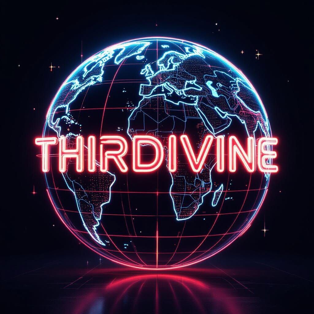 Glowing Digital Globe with Neon Accents in Futuristic Style