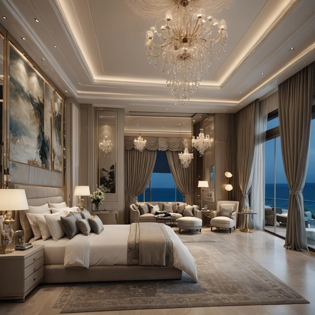 Luxurious Seaside Bedroom with Elegant Design