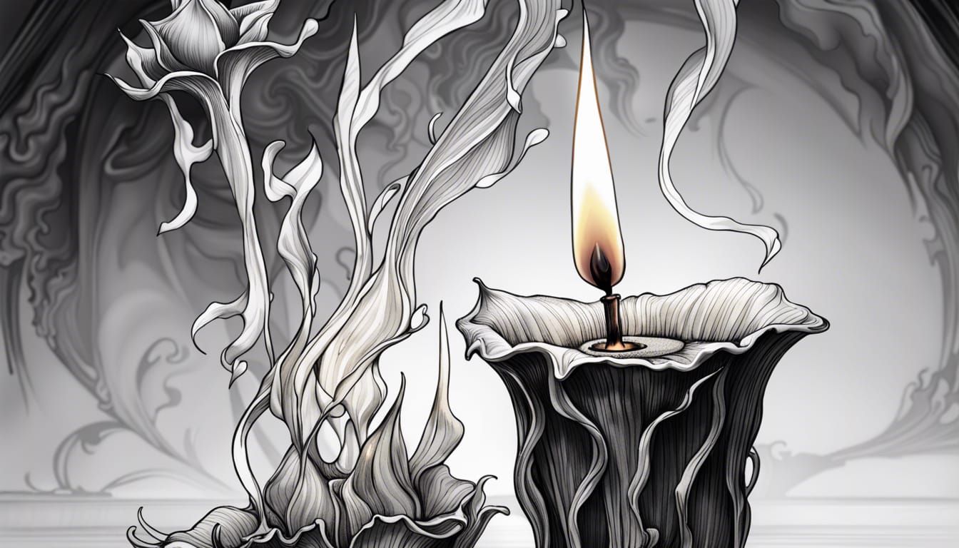 Intricate Moonflower Candle in Pen and Ink