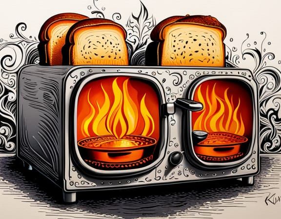 Ethereal Toaster and Pot in Hyperdetailed Style