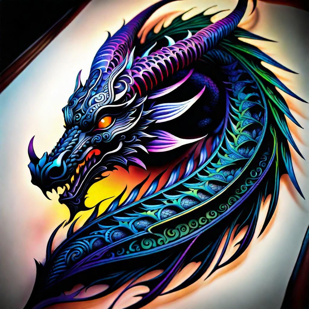 Gothic Dragon Tattoo Design with Intricate Details