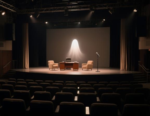 Empty Talk Show Stage with Ghost Light