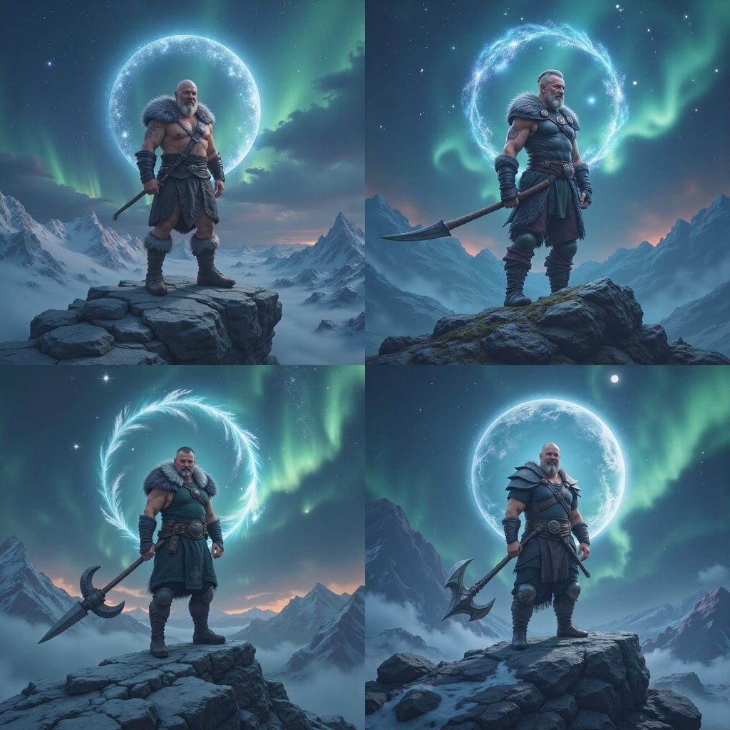 Viking Berserker Masterpiece in Swirling Galaxy Background