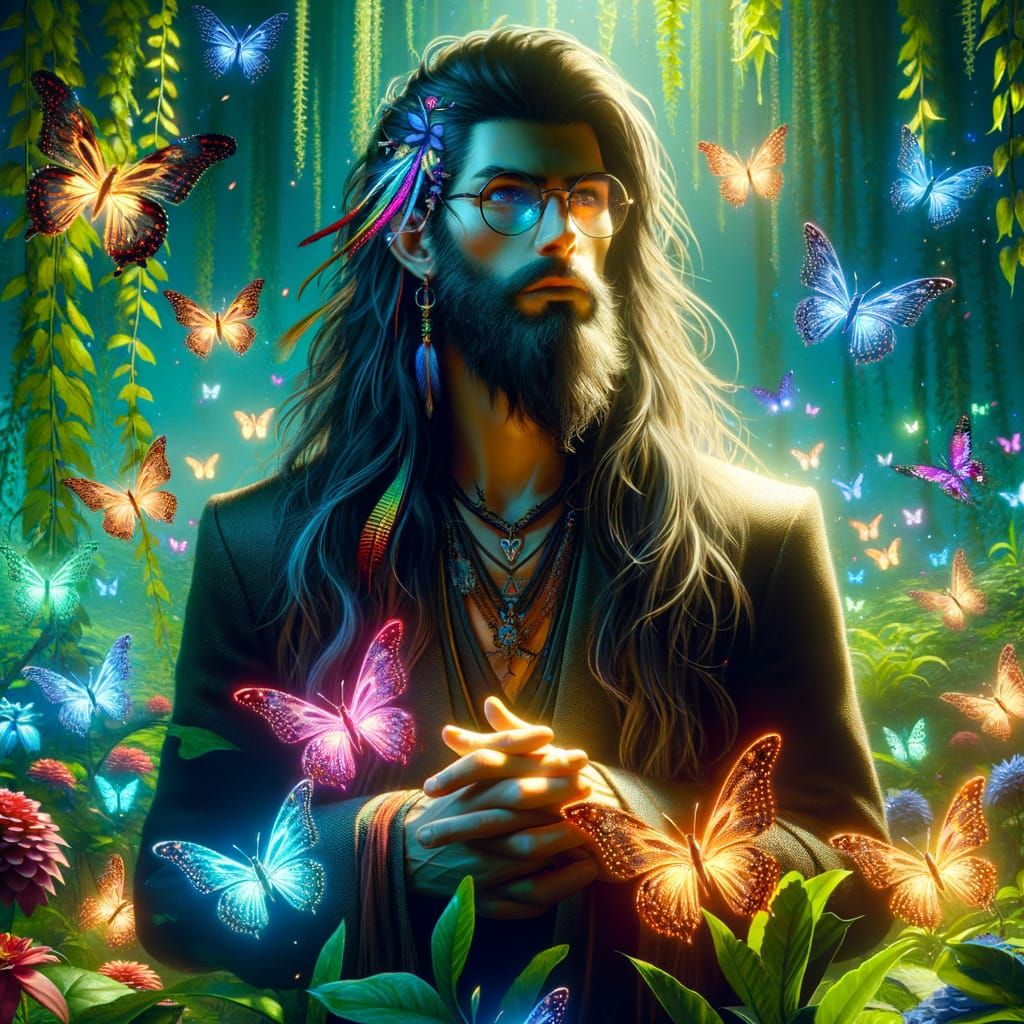 Mystical Butterfly King in Lush Fertility Garden