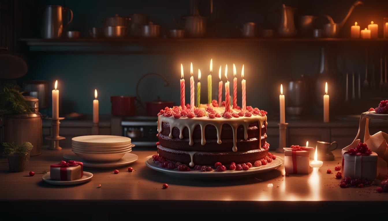 Birthday Cake with Number 69 Candles