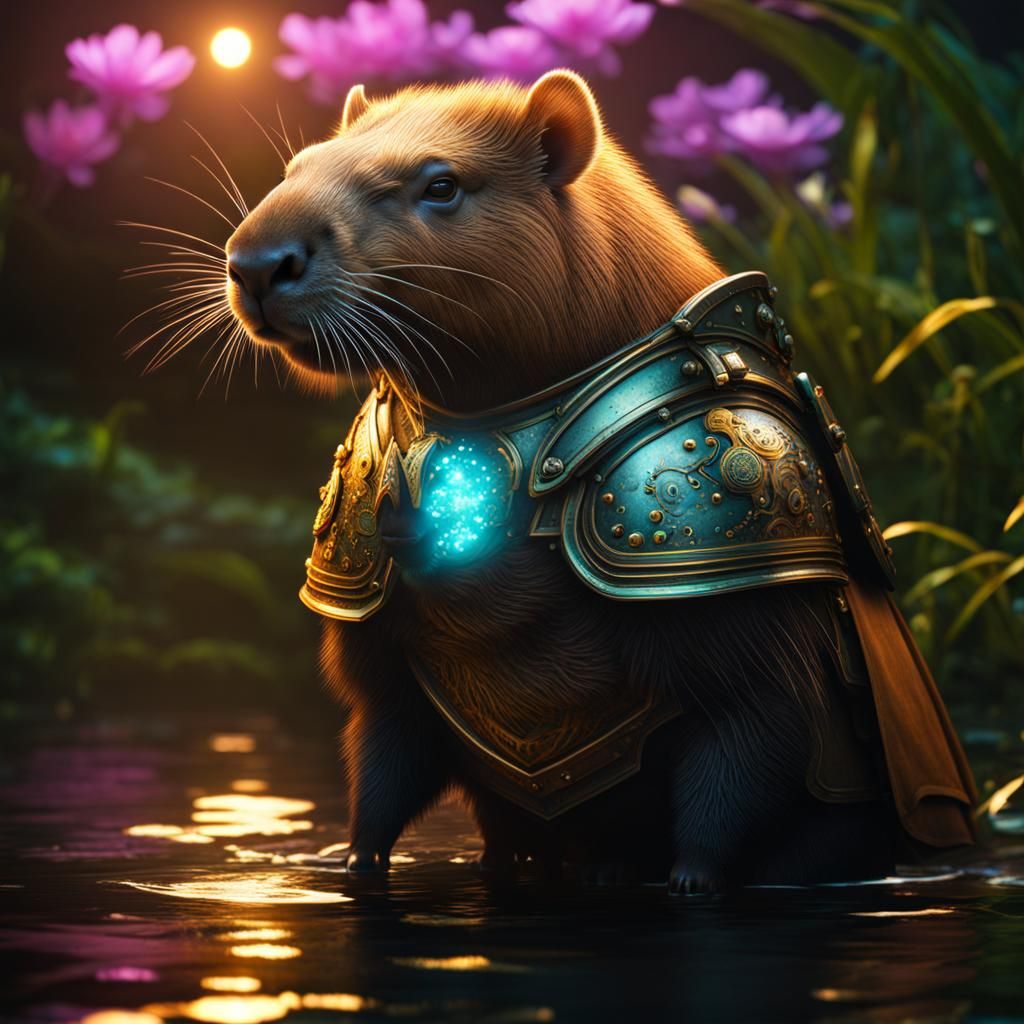 Bioluminescent Armored Capybara: Epic 3D Render