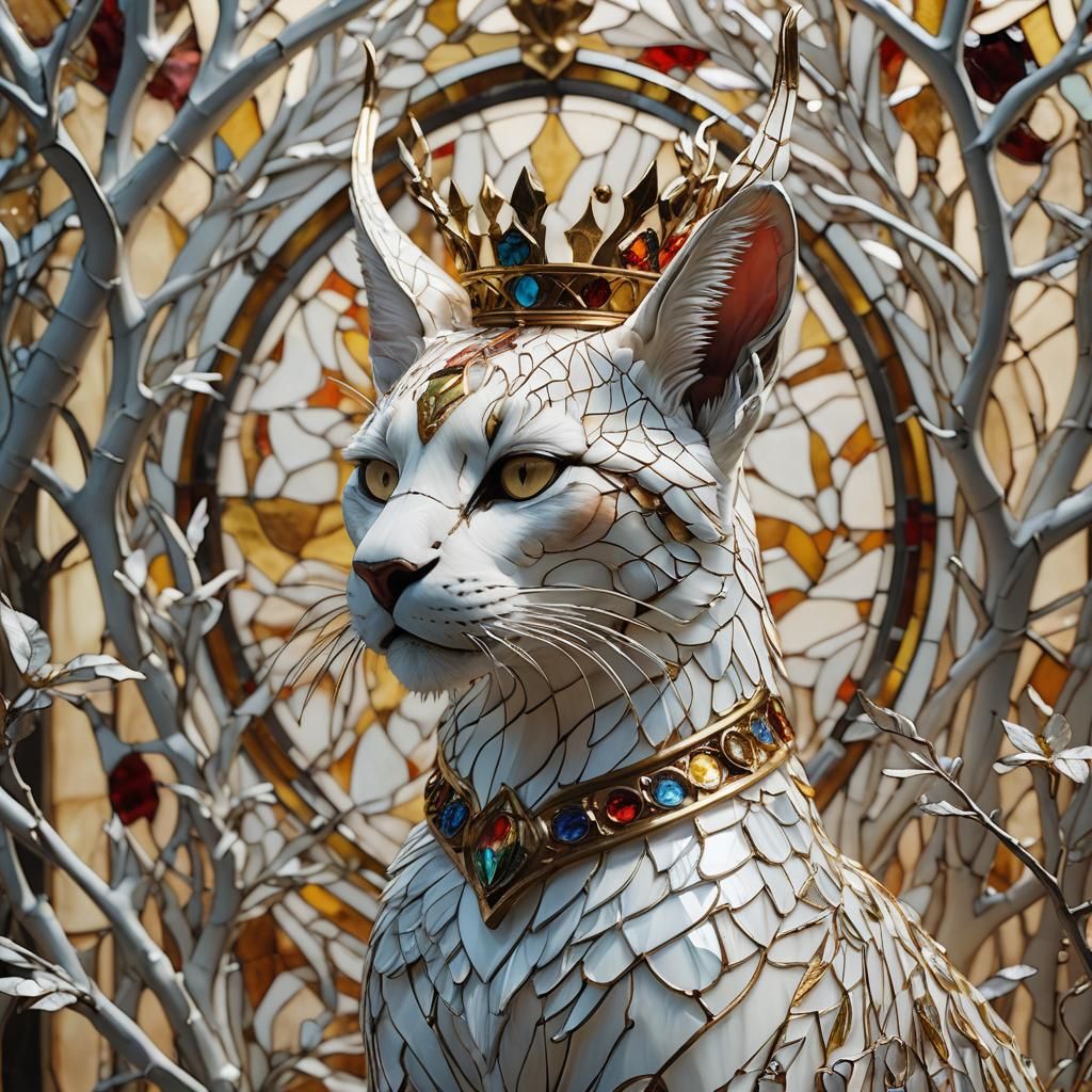 Biomechanical Caracal in Stained Glass Crown