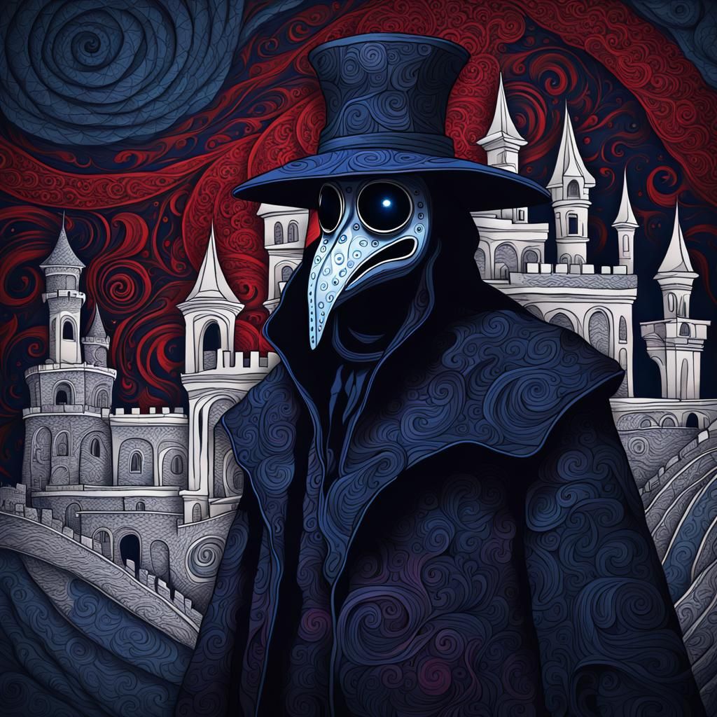 Eerie Plague Doctor in Folk Horror Style