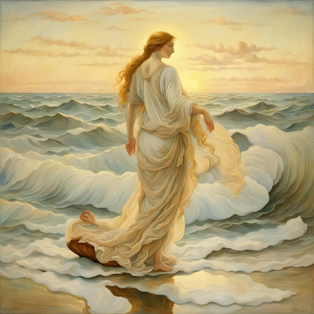 Botticelli Style Venus Rising from the Sea