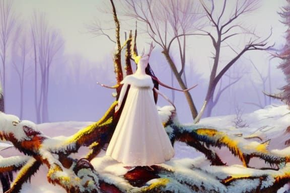 Enchanted Winter Forest Fairy Queen Painting