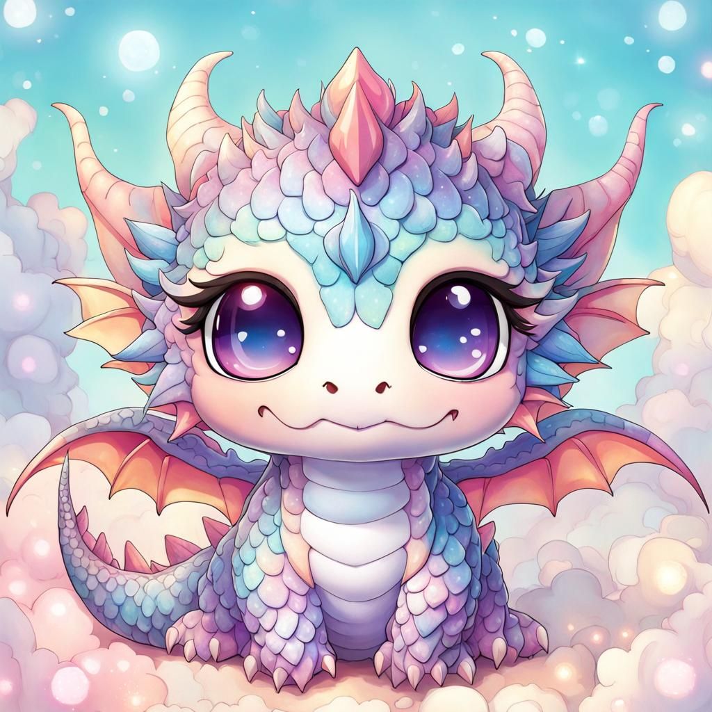 Pastel Chibi Dragon in a Fantasy World