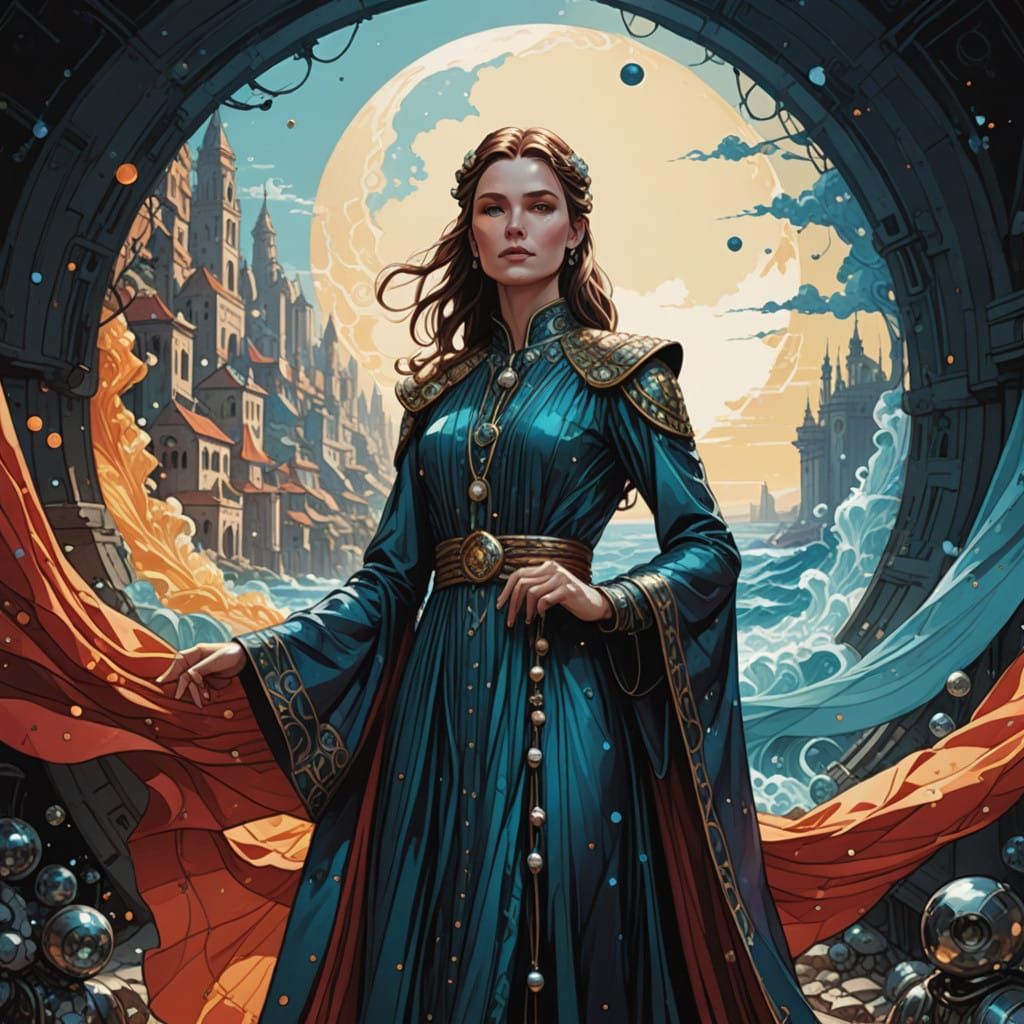 Elegant Lady in Iridescent Silk