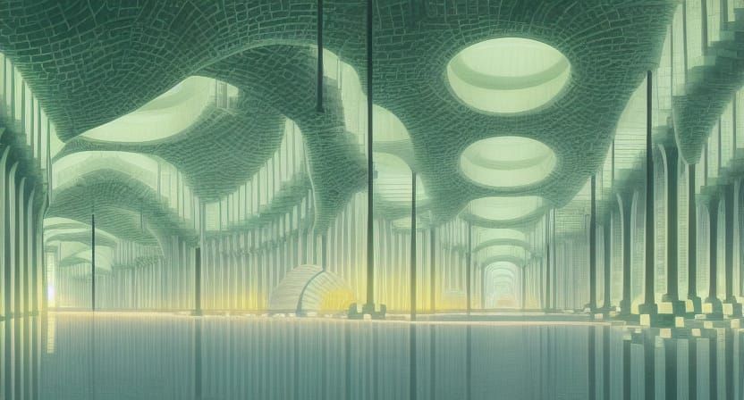 Vast Underground City with Green Spaces