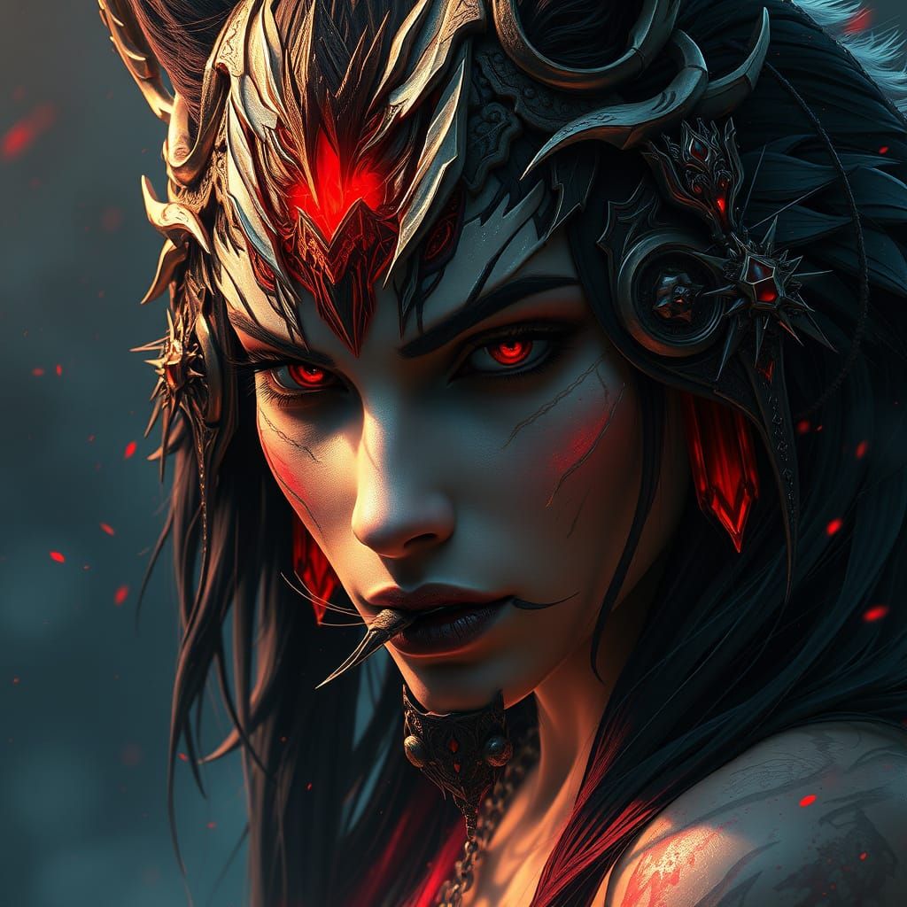 Goddess of the Eternal Hunt in Cyberpunk-Inspired Portrait